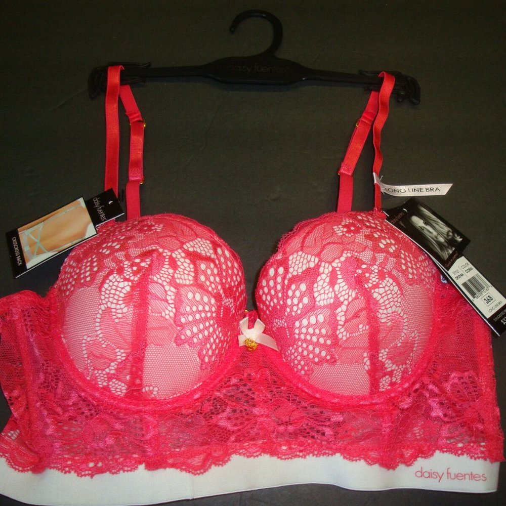 Daisy Fuentes Long Line Bra Crisscross Coral 36B